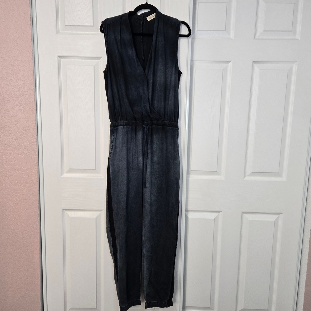Bella Dahl Acid Wash Sleeveless Jumpsuit Elastic Waist Jogger Blue Gray M